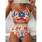 Damen Crop-Top Bikini Set mit floralem Design R&B