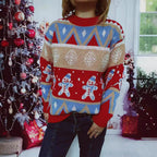 Damen Festlicher Strickpullover mit fröhlichem Weihnachtsmotiv und lässigem Schnitt R&B