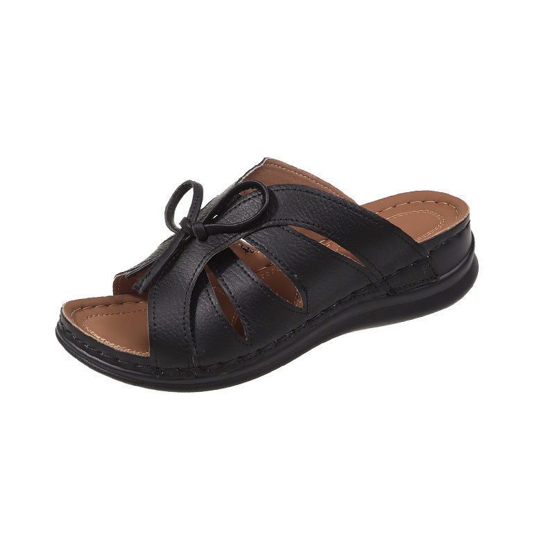 Damen Komfortable und modische Zehentrenner-Sandalen mit Schleifen-Design R&B