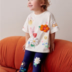 Mädchen Leggings mit verspielter Blumenapplikation R&B