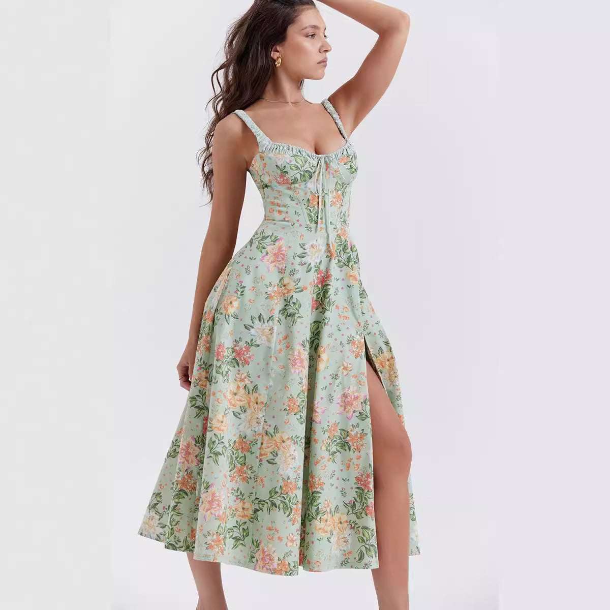 Damen Maxikleid mit romantischem Schnitt und raffinierten Rüschendetails R&B