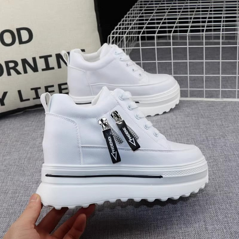 Damen Sportliche Sneaker mit Plateau und Reißverschluss