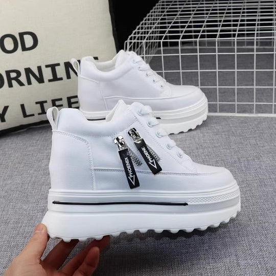 Damen Sportliche Sneaker mit Plateau und Reißverschluss R&B