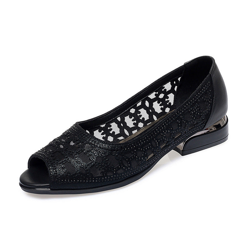 Damen Peeptoe Pumps mit elegantem Spitzenverzierung und komfortablem Blockabsatz R&B