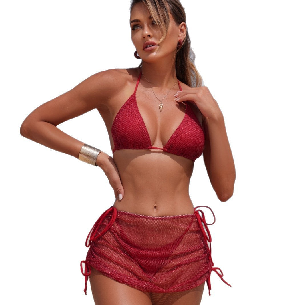 Damen Triangel-Bikini mit raffiniertem Netzrock R&B