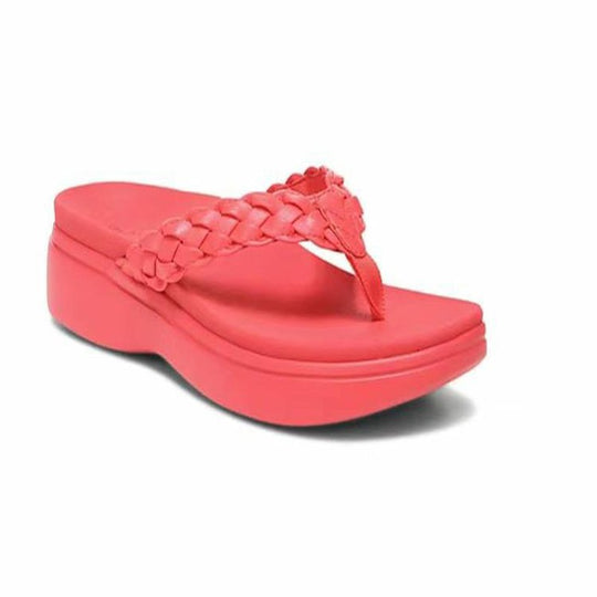 Damen Wedge-Zehentrenner mit geflochtenem Riemen und angenehm gepolstertem Fußbett R&B