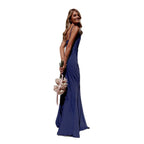 Damen elegantes Abendkleid mit schmalem Schnitt und raffinierten Trägern R&B