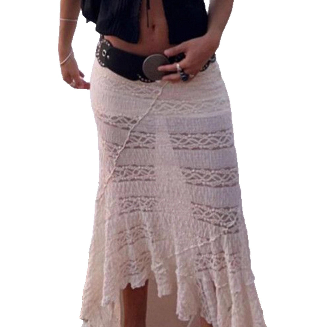 Damen Eleganter und verspielter Spitzenrock mit asymmetrischem Schnitt R&B