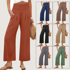 Damen Weite Culotte-Hose mit elastischem Bund und Falten