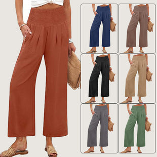Damen Weite Culotte-Hose mit elastischem Bund und Falten R&B