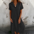 Damen Hemdkleid mit kurzen Ärmeln und eleganter Knopfleiste R&B