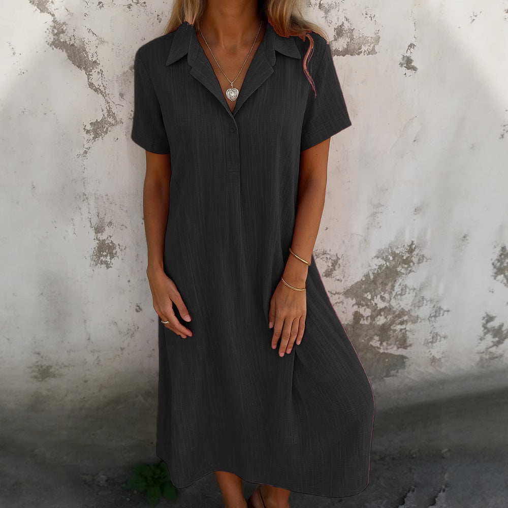 Damen Hemdkleid mit kurzen Ärmeln und eleganter Knopfleiste R&B