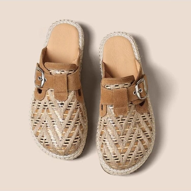 Damen Legere Slip-On Pantoletten mit modischem Riemchen-Design R&B