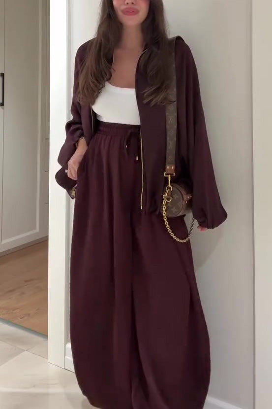 R&B | Reißverschlussjacke und Elastische Bund Weit Geschnittene Hose Zweiteiler Satz