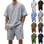 Herren Freizeit-Set mit bequemem T-Shirt und Shorts aus atmungsaktiver Baumwolle R&B