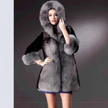 Damen Eleganter und warmer Kunstpelzparka mit Kapuze R&B