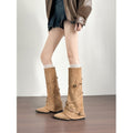 Damen modische hohe Stiefel mit doppeltem Schnallenverschluss und raffiniertem Design R&B