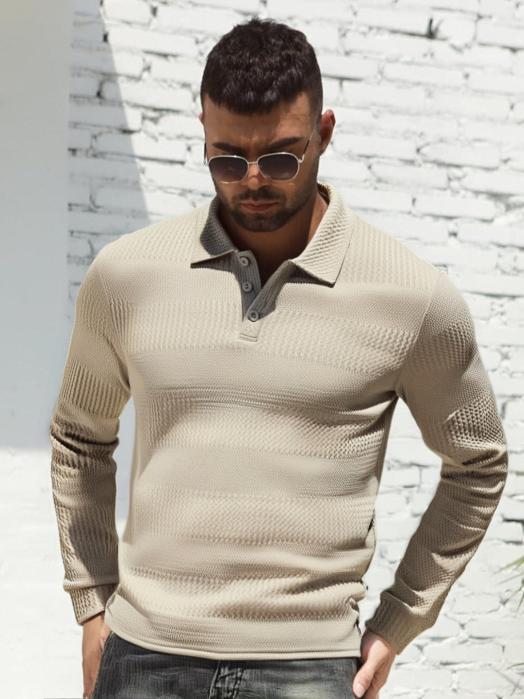 Herren Langarm Poloshirt R&B