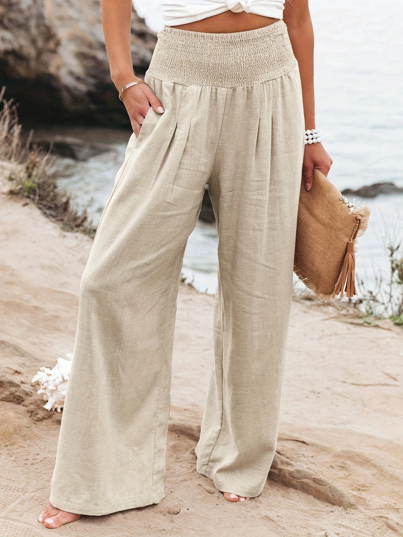 Damen Weite Leinenhose R&B