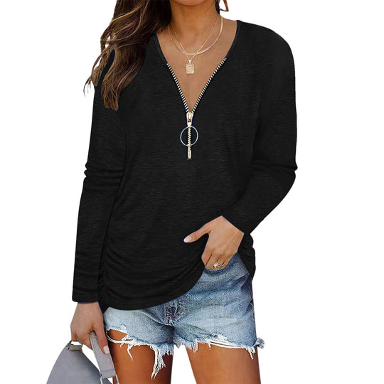 Damen Lässiges Longsleeve mit Zip-Detail R&B