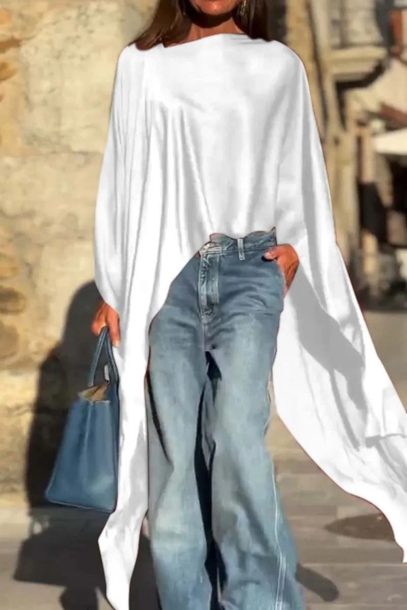 Damen luftige Tunika mit asymmetrischem Schnitt R&B