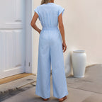 Damen Jumpsuit mit gerafftem Taillenband und praktischen Taschen R&B