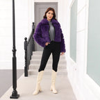 Damen Modischer Kunstpelz-Winterjacke