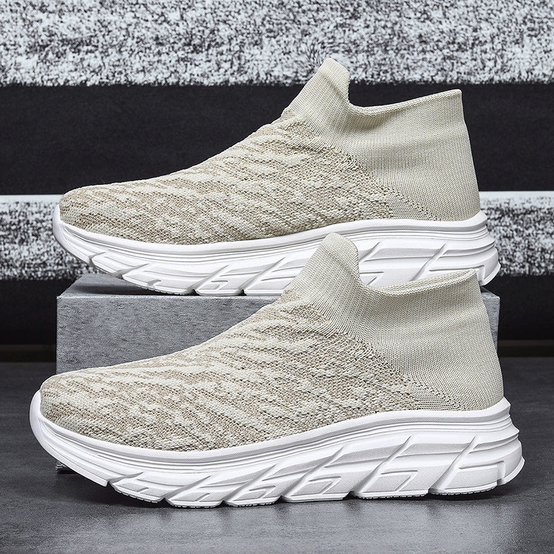 Damen Bequeme High-Top Sneakers mit elastischem Strickoberteil R&B