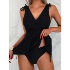 Damen Tankini mit fließendem Oberteil und hohem Taillenslip R&B