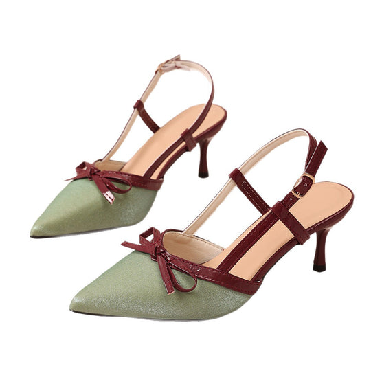 Damen Slingback High-Heel Sandalen mit zierlichem Schleifen-Detail R&B