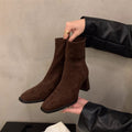 Damen Elegante Ankle Boots mit Hochwertigem Veloursleder und Robuster Blockabsatz R&B