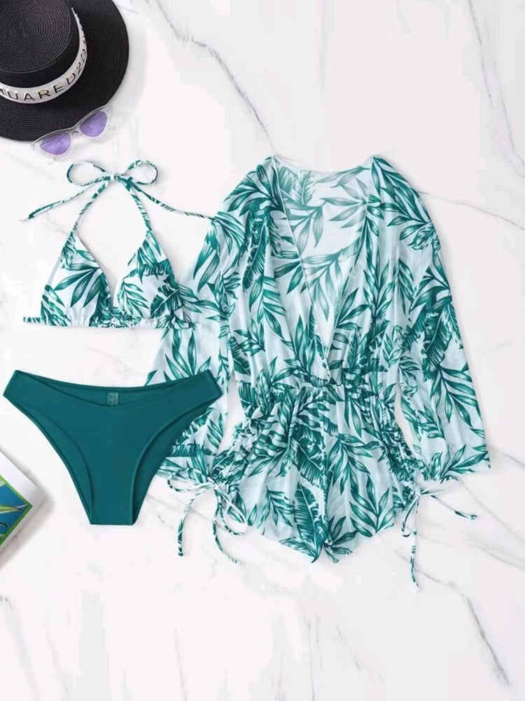 Damen Wendbare Strandmode mit floralem Kimono und Bikini R&B