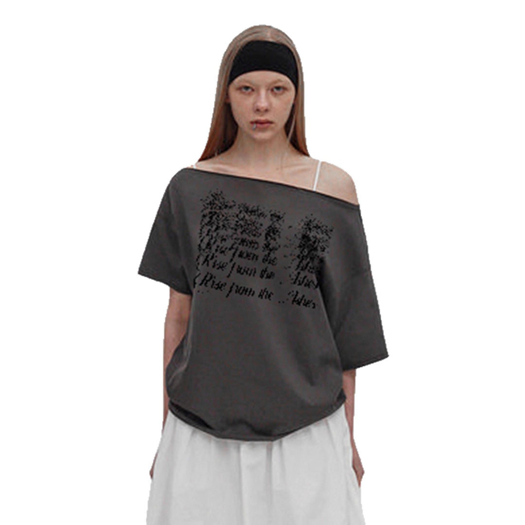 Damen T-Shirt mit modischem V-Ausschnitt und funkelndem Strasskreuz R&B