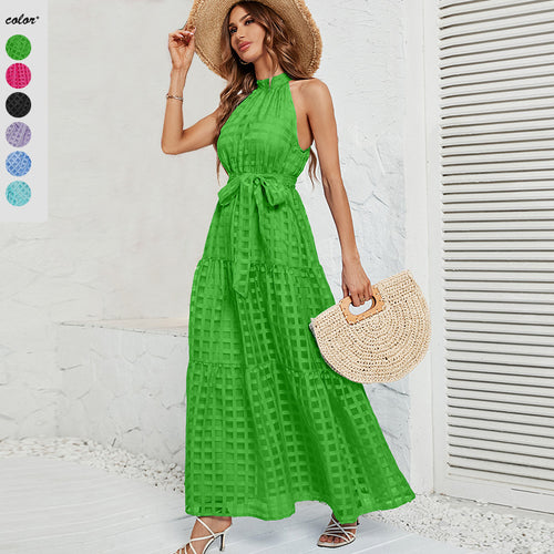 Damen Maxikleid mit elegantem Halterneck und luftigen Rüschen R&B