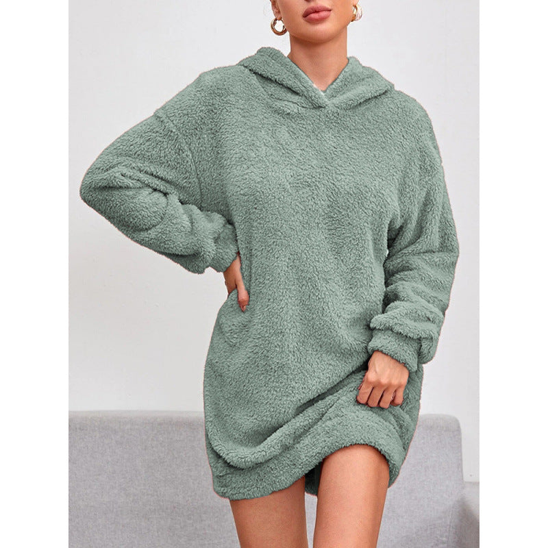 Damen Kuscheliger Oversize-Hoodiekleid aus weichem Fleece R&B