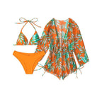 Damen Strandanzug mit floralem Design und lockerer Passform R&B