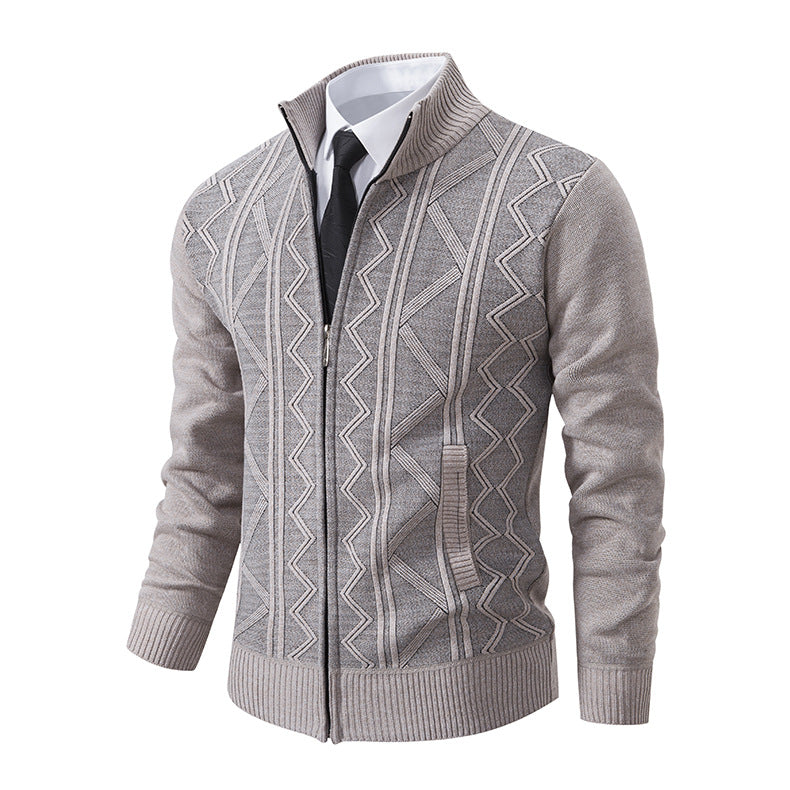 Herren modische Strickjacke mit hohem Kragen und Reißverschluss R&B