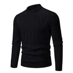 Herren Strickpullover mit modernem Zopfmuster und hohem Kragen R&B