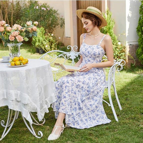 Damen Freizeitmaxikleid mit zarten Rüschendetails und floralem Design R&B