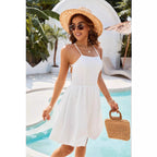 Damen sommerliches Strandkleid mit schulterfreiem Design und elegantem Rock R&B