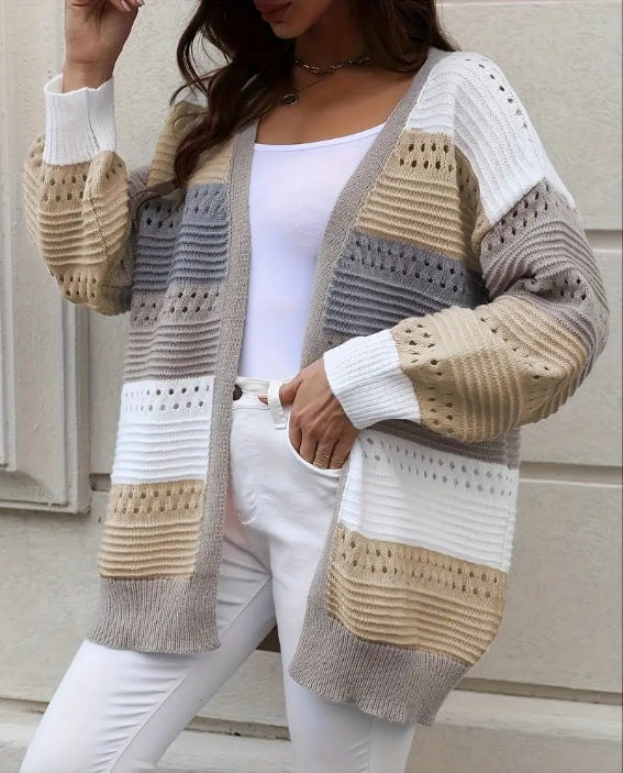 Damen modische Strickjacke mit einzigartigem Muster und lässigem Schnitt R&B