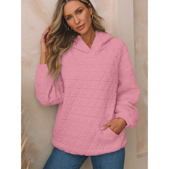 Damen gesteppter Kapuzenpullover mit praktischen Taschen R&B