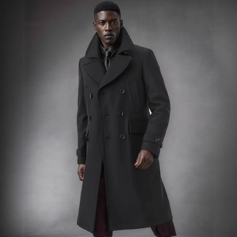 Herren eleganter Dufflecoat mit tiefem Revers und praktischen Taschen R&B