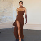 Damen Elegantes Wickelkleid mit hochgeschlossenem Design und kreativer Drapierung R&B