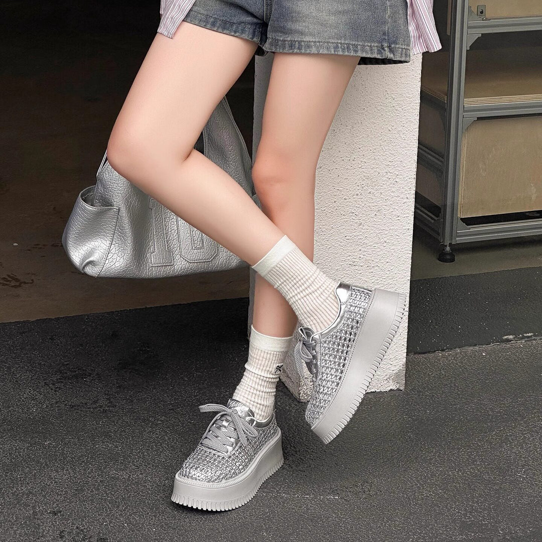 Damen Sportliche Sneaker mit atmungsaktivem Netzdesign und komfortabler Plateau-Sohle R&B