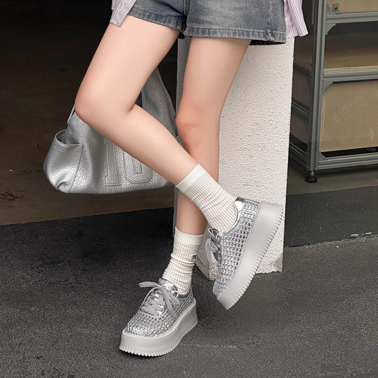Damen Sportliche Sneaker mit atmungsaktivem Netzdesign und komfortabler Plateau-Sohle R&B