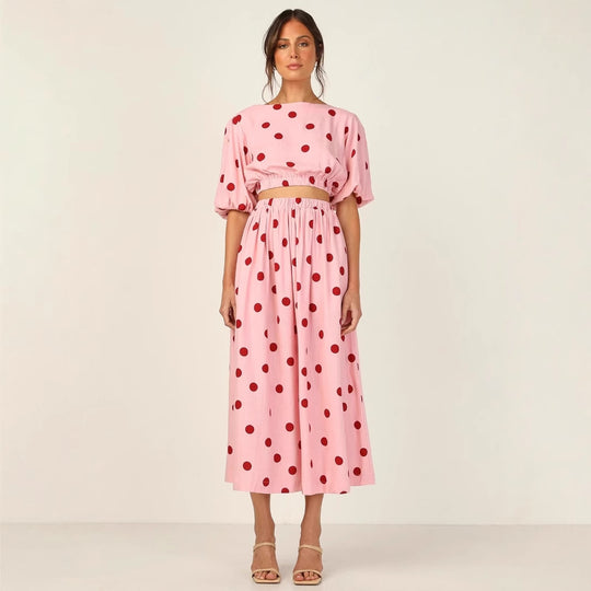 Damen Maxikleid mit elastischem Taillenzug und voluminösen Ärmeln R&B