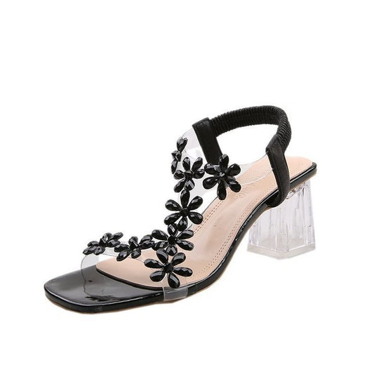Damen elegante Sandaletten mit floralen dekorativen Akzenten R&B