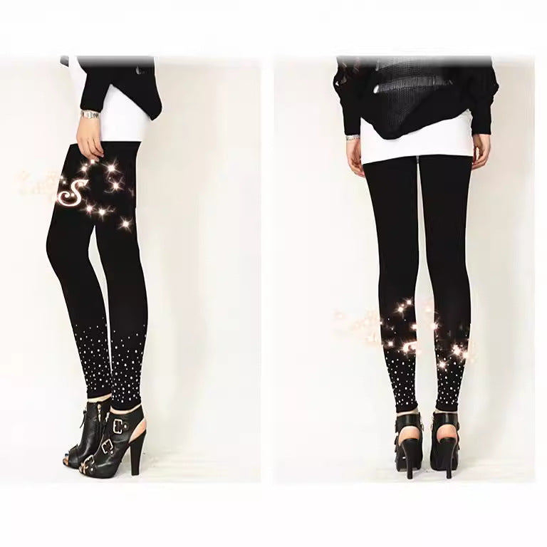 Damen Hochwertige Leggings mit funkelnden Applikationen R&B