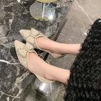Damen elegante Ballerinas mit funkelndem Schleifendetail R&B